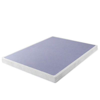 Metal Box Spring With Wood Slats, 4 Inch Mattress Foundation, Sturdy Steel Structure, Easy Assembly