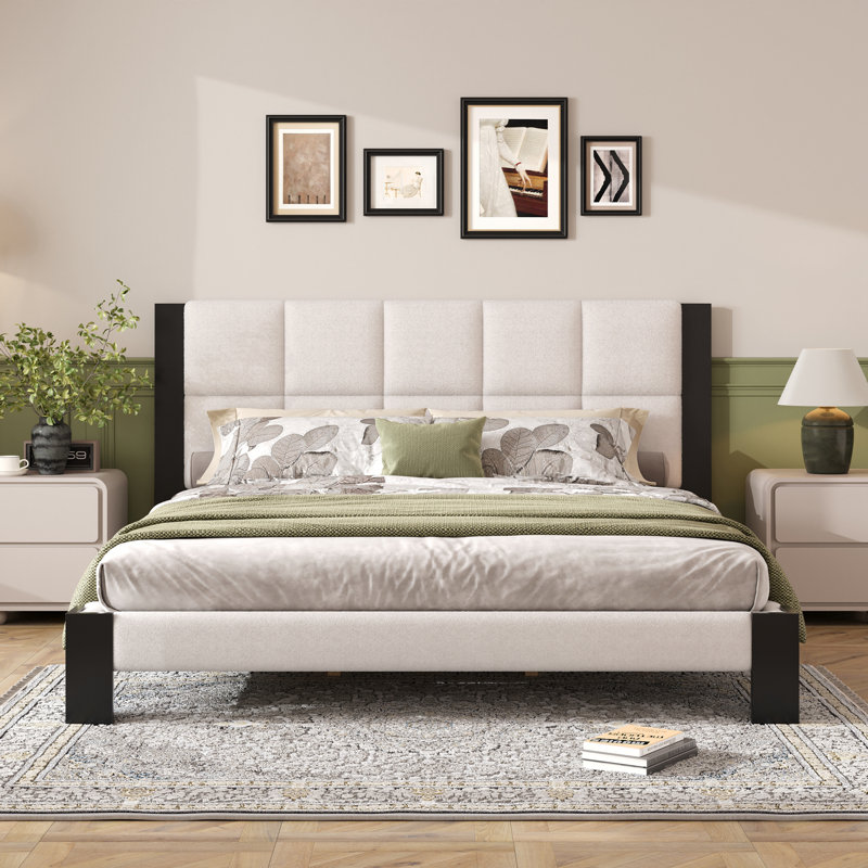 Boucle King Rinaldi frame with Cube headboard