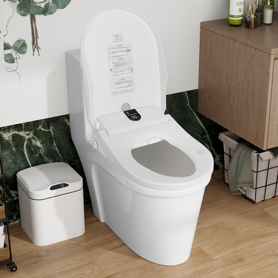 Electronic Smart Bidet Seat With Warm Air Drying, Heated Seat With Remote Control, Self-cleaning