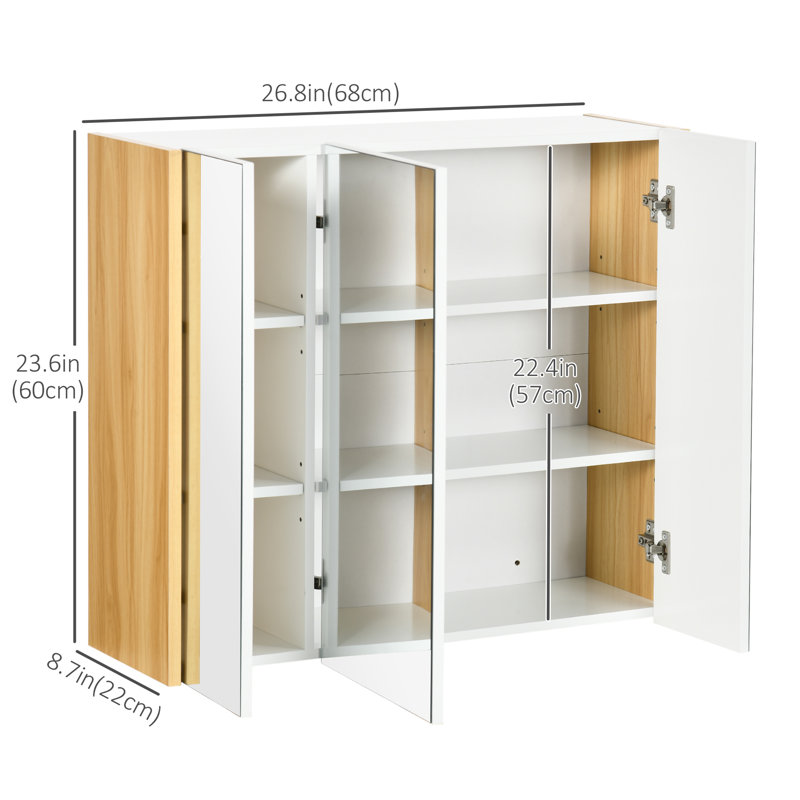 Armoire de salle de bain murale Luisita, Blanc / Brun