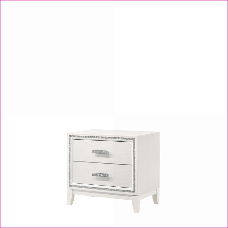 Table de chevet 2 tiroirs Haiden, Blanc