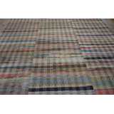 Flat Woven Stripped Pattern Antique American Room Size Rag Rug