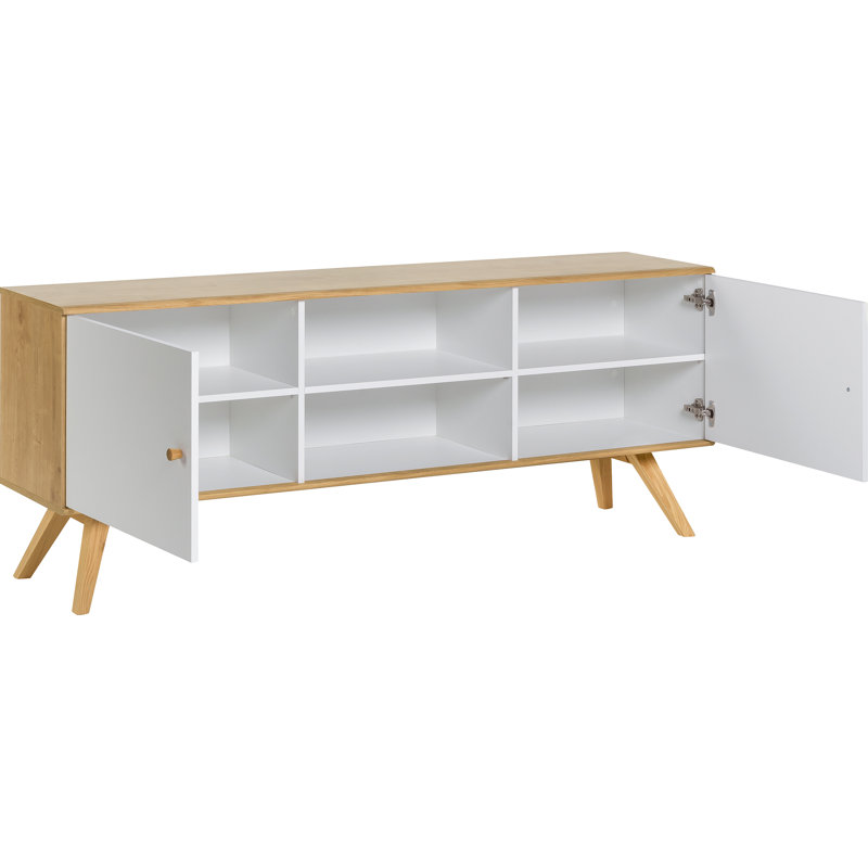 Horta 179.5 Cm Wide Oak Wood Sideboard, Oak/White