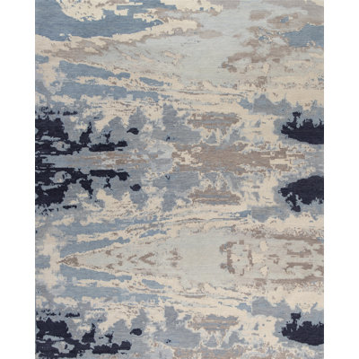 Nuage Wool Abstract Area Rug in Navy/Blue/Taupe