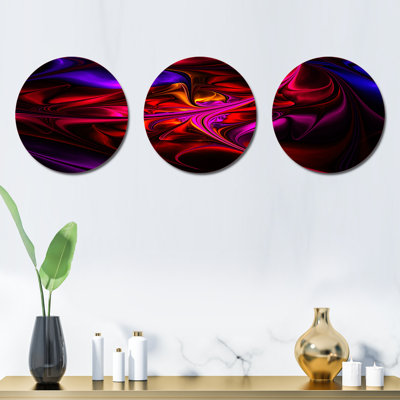 Multi Colored Magenta Stained Glass - Floral Metal Wall Decor Set