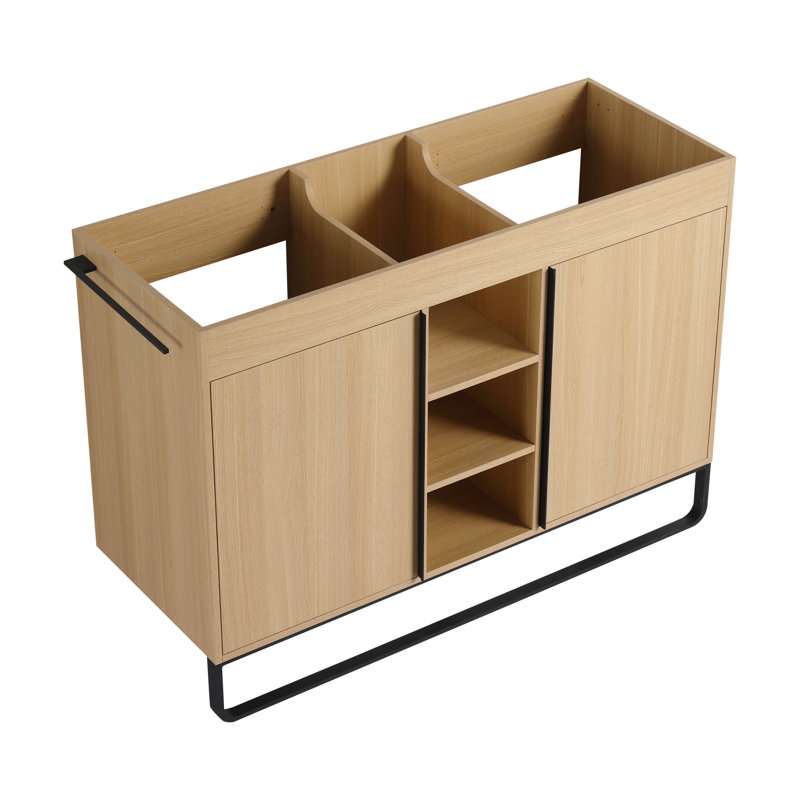 Armoire de base de meuble-lavabo autoportante en chêne, design moderne en contreplaqué durable