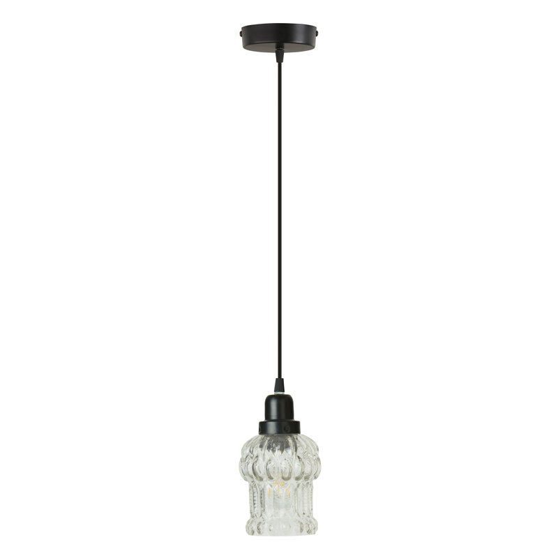 4.5"W 1-Light Oppice Glass and Metal Pendant
