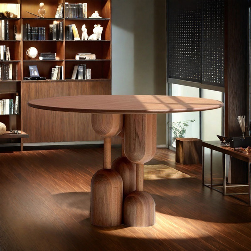 Creative solid wood dining table, 29.52"H x 59.05"L x 59.05"W