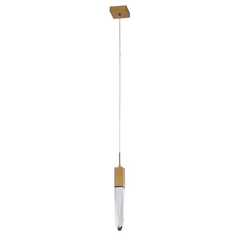 Modern 1 Light Gold Crystal Pendant, Gold
