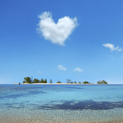 Small Island Over Heart Shaped Cloud by Imagedepotpro - Wrapped Canvas Print