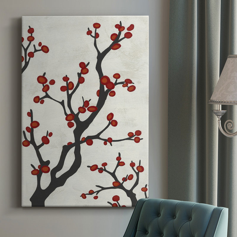 Red Berry Branch I, toile tendue avec châssis de qualité supérieure - prête à être accrochée