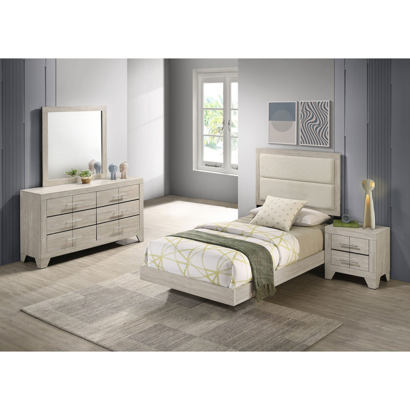 Roche 4-piece Twin Bedroom Set Rustic Cream, Twin
