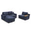 Ensemble de canapé modulaire Comfy avec table rabattable, plateau pivotant, porte-gobelets, chargeur USB, repose-pieds de rangement et accoudoirs pour le salon