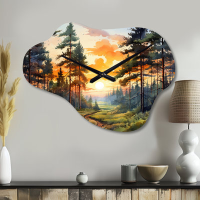 Horloge murale Cavalieri Pine Tree Sunset Glow I - Pin Cloud