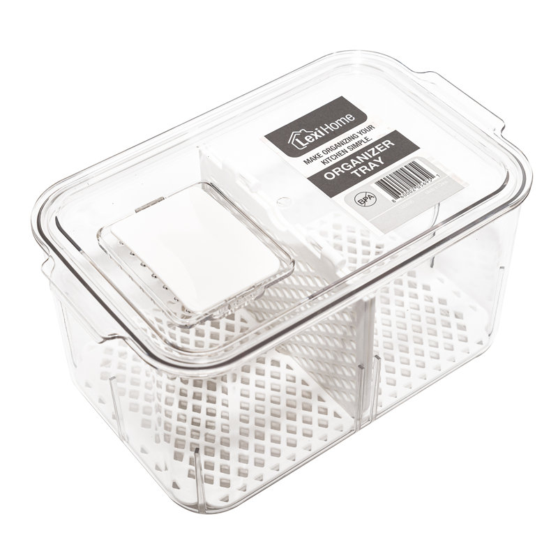 Clear Acrylic Stackable Refrigerator Bin Set with Divider
