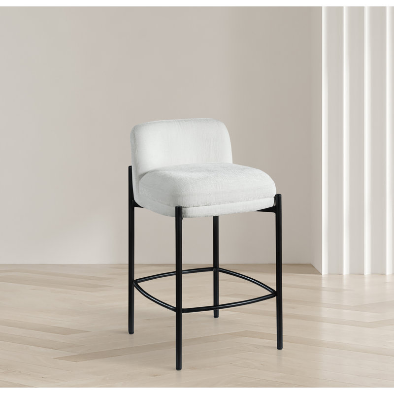 Brixen Upholstered Counter Stool with Metal Frame, Cream Chenille Fabric