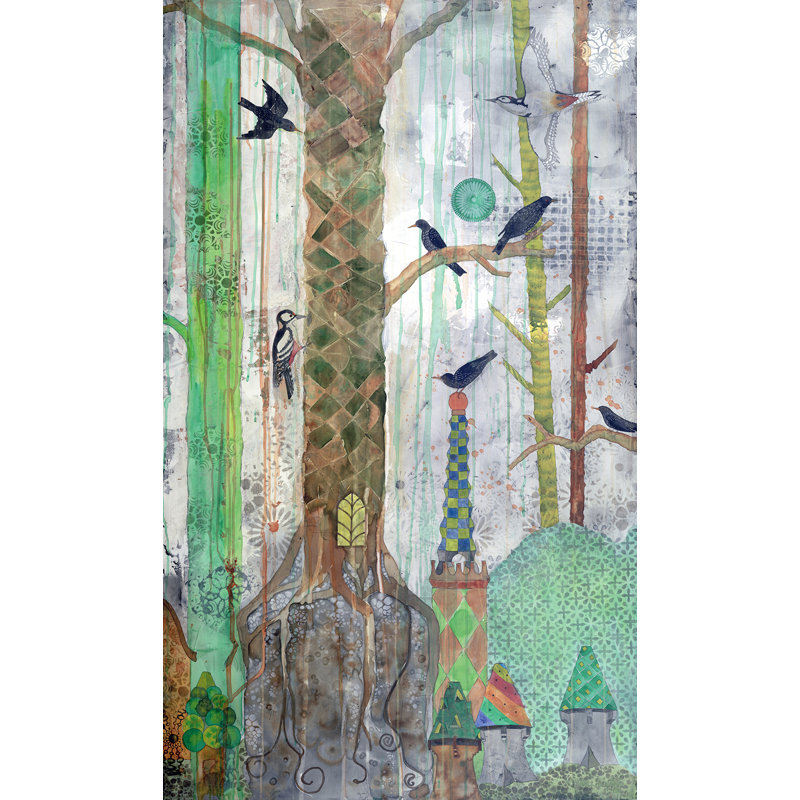 «11 Starlings - 2», reproduction de peinture acrylique sur toile tendue, H 32 po x l 24 po