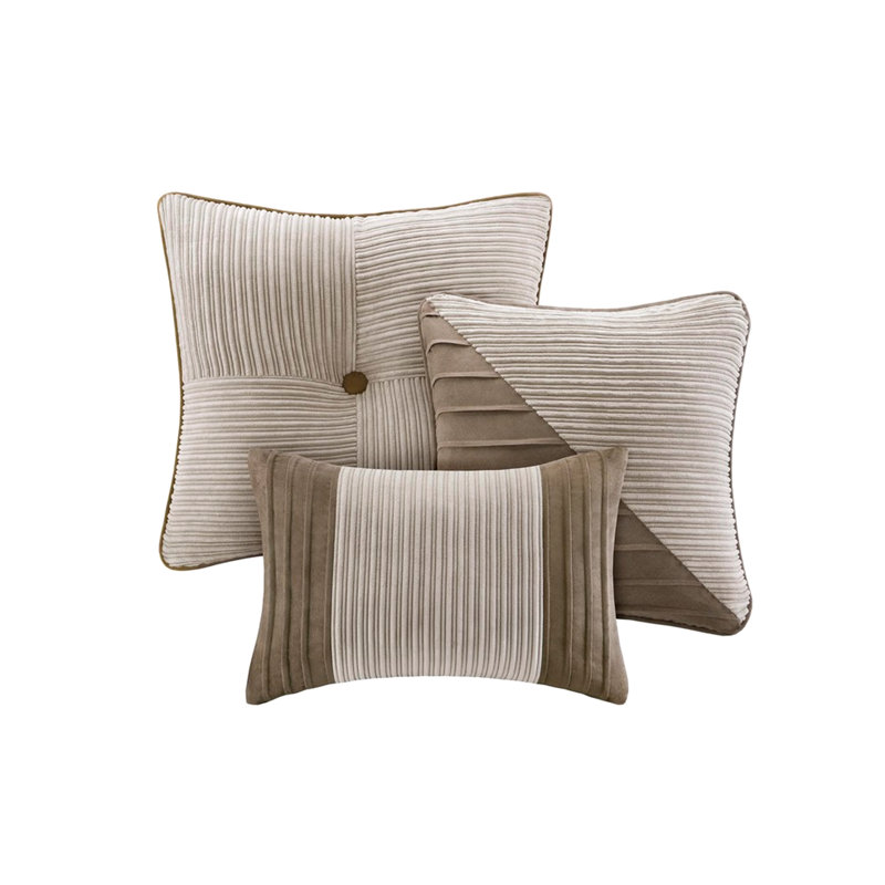 Édredon taupe très grand - velours côtelé, King Comforter + 6 Additional Pieces
