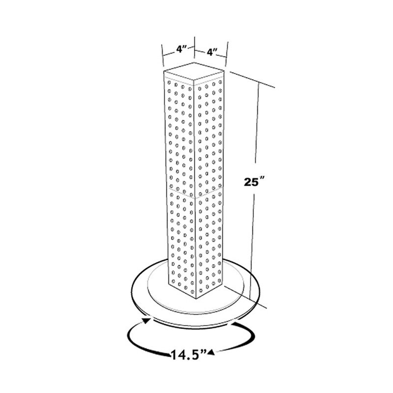 Black Four-sided 4"W x 24"H Pegboard Tower with Revolving 14.5" Base
