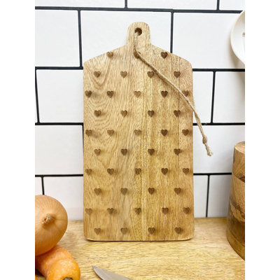 Hearts Design Engraved Wooden Cheese Board