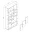 Armoire de rangement noire et grise avec plusieurs tablettes et sept armoires