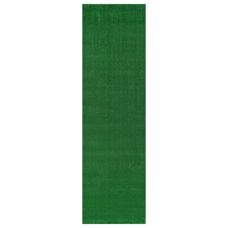 Artificial Turf Solid Grass Indoor Outdoor Area Rug, Runner 2'7" x 12'