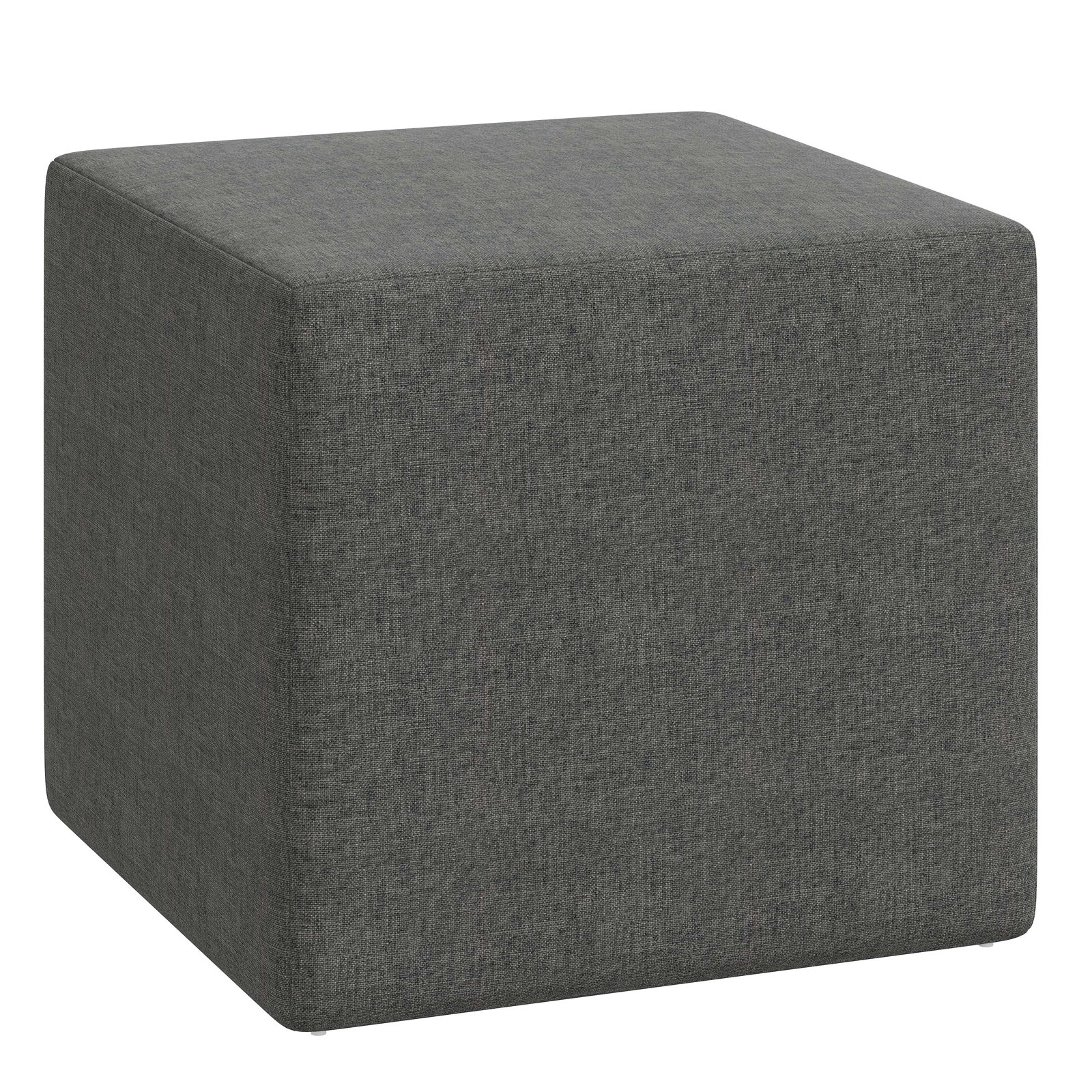 Bence Upholstered Ottoman, Zuma Charcoal Textured Linen