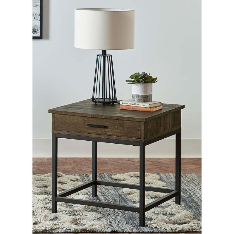 Square End Table With Storage