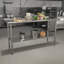 Table de préparation et de travail Woodford en acier inoxydable avec dosseret et tablette inférieure-56212531