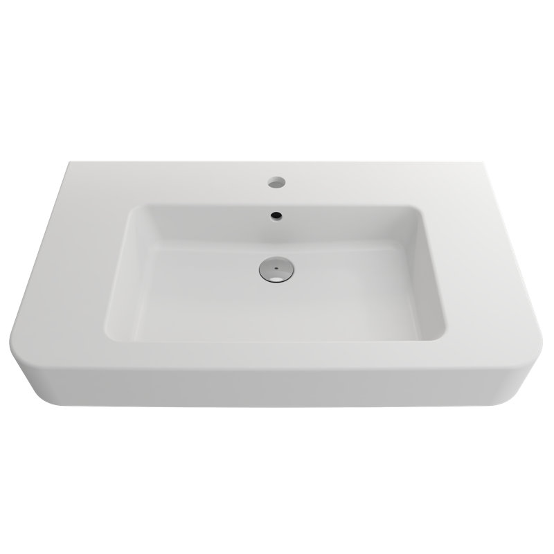 Parma 33.27'' L Bathroom Sink, Matte White, Single-Hole