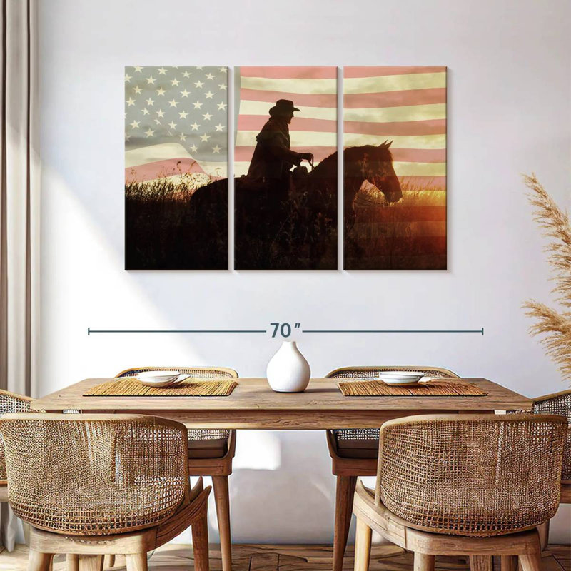 Lelar Cowboy US Flag, 36" H x 57" W