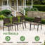 Chaises de salle à manger d'extérieur empilables en aluminium avec finition grain de bois (ensemble de 4)-131298527