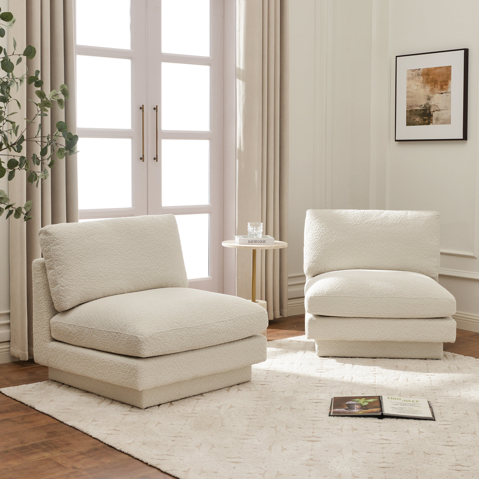 Woolf Boucle Slipper Chair, Cream