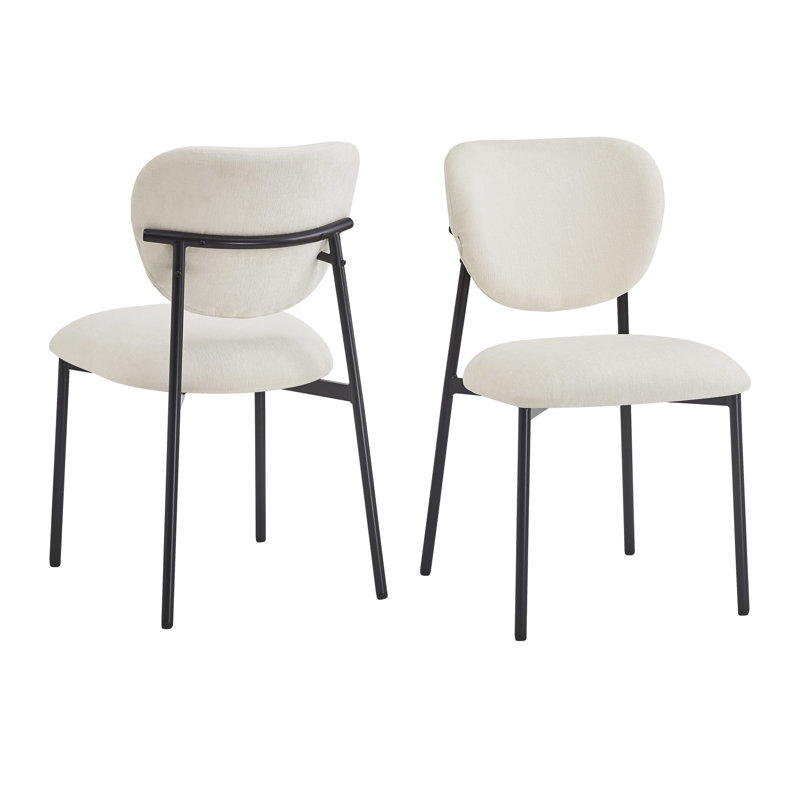 Chaises de salle à manger rembourrées (de 2), beige - Les pieds en métal ajoutent une élégance confortable, de construction, idéale pour et les espaces de vie avec (2) options de sièges polyvalentes et élégantes.