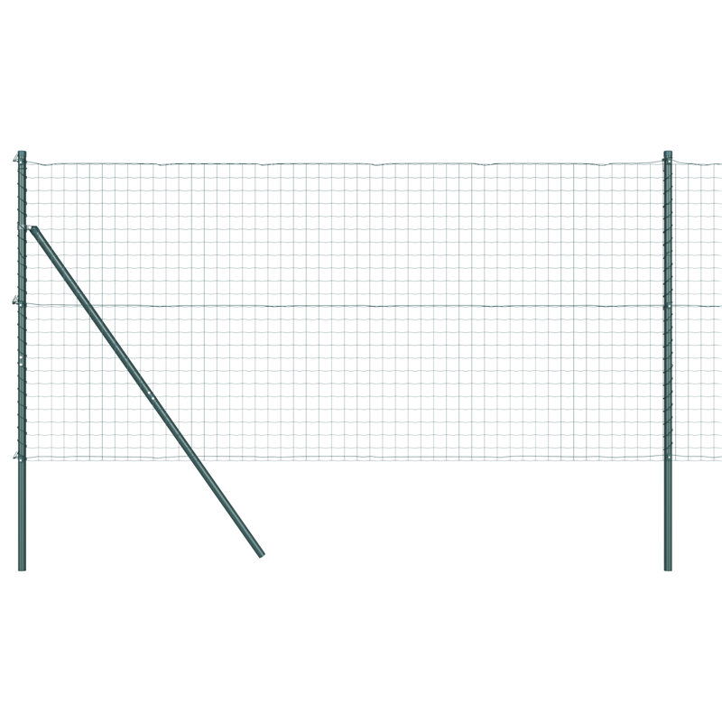 Euro Fence With 7 Posts Galvanised Steel, 120cm H x 1000cm W, Green