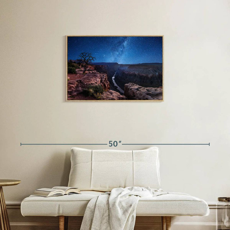 Nuit étoilée du Grand Canyon, Cadre flottant en bois naturel, 31 po x 21 po