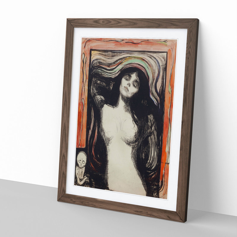Madonna Vol.1 by Edvard Munch - Picture Frame Painting, Walnut Framed, 36cm H x 27cm W x 2cm D