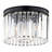 Allerton 3-Light 12 In. Wide Matte Black Modern Glam Drum Flush Mount Lighting Fixture, Clear Crystal Prisms Shade, LED Compatible, For Low Ceilings, Bedroom, Hallway, Kitchen