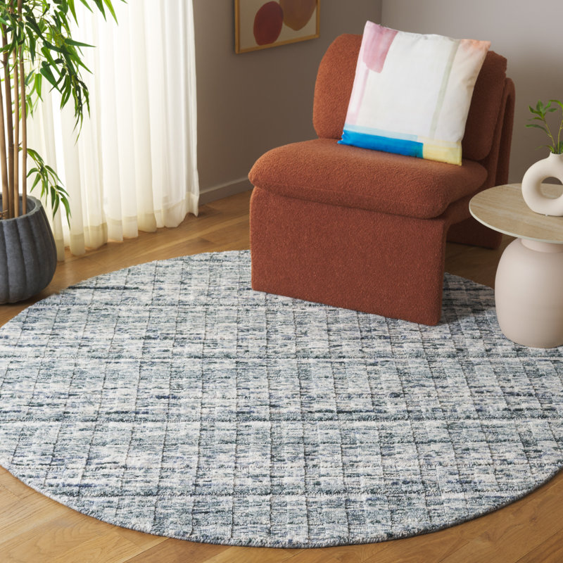 Arim 501 Area Rug In Teal / Beige, Round 6'