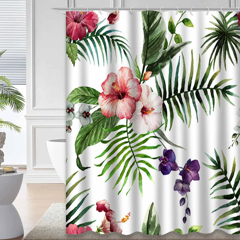 Rideau de douche Hibiscus, 72" L x 78" W