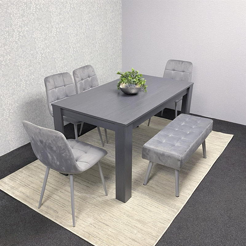 Savarna 6 - Person Dining Set, Charcoal, 75cm H x 117cm L x 77cm W