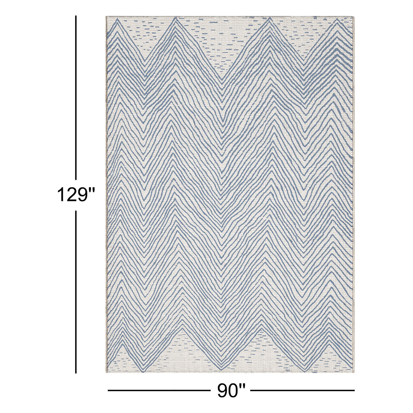 Finchley Blue Ivory Outdoor Chevron Rug, Rectangle 7'6" x 10'9"