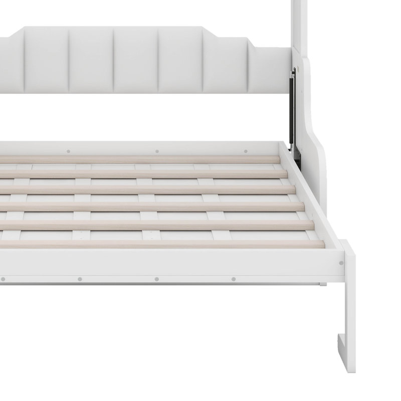Grand lit escamotable mural avec coussin, Blanc