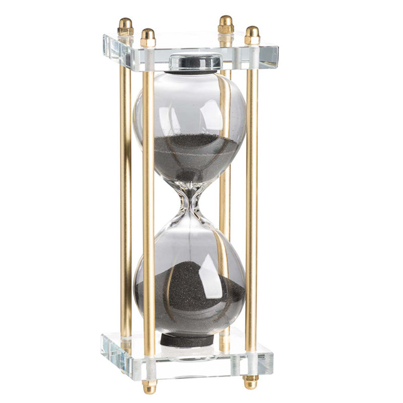 Micky Hourglass, 10" H x 3" W x 3" D, Gold / Black