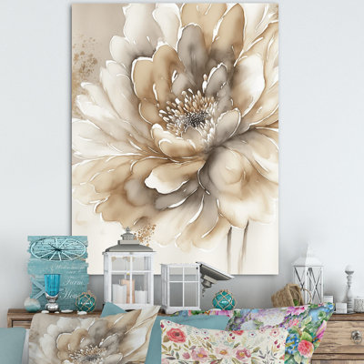 Fleur beige simple IV - art mural sur toile florale
