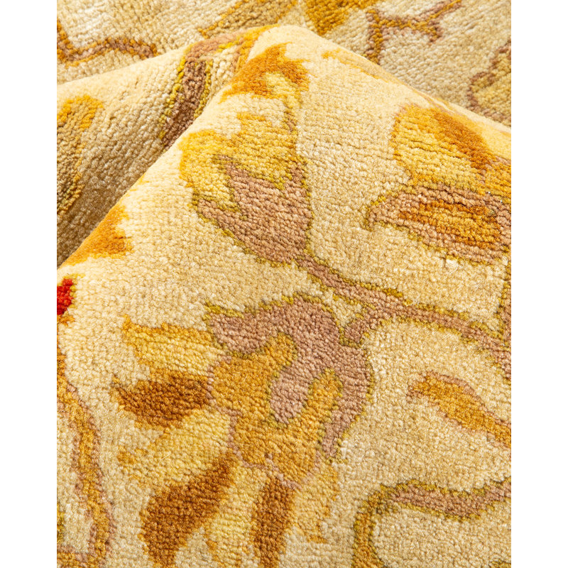 Tapis ivoire noué à la main de conception unique 8 pi 1 po x 10 pi 1 po Keenan