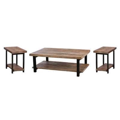 3 - Piece Solid Wood Top Living Room Table Set