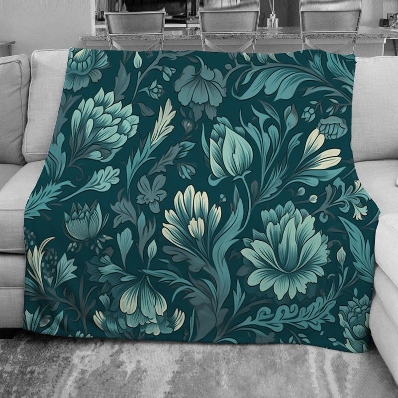 Botanical Machine Printed Throw Blanket, 68" W x 80" L