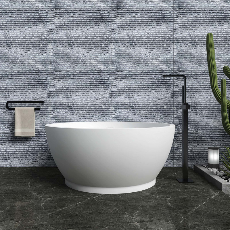 Baignoire de trempage autoportante à surface solide de 57 po pour salle de bain