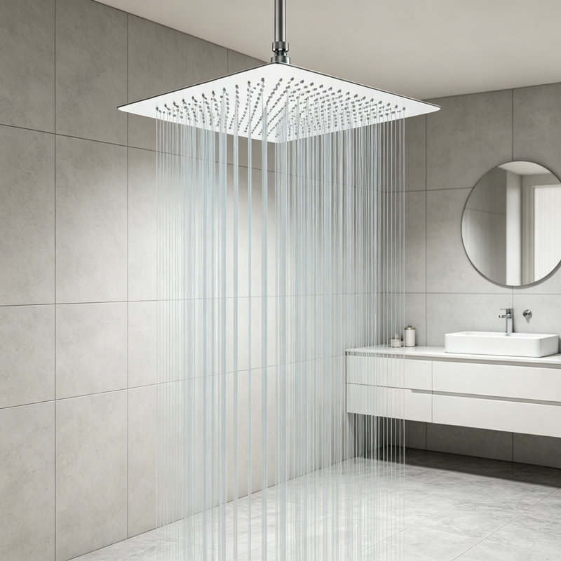 16 Inch Rain Shower Head, Square Ultra Thin 304 Stainless Steel High Pressure Shower Head,, Chrome